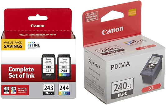 Canon PG-243/ CL-244 Ink Multi Pack, Compatible to TR4520, MX492, MG2520, MG2922 & PG-240 XL Black Ink Catridge Compatible to Printer MG2120, MG3120, MG4120, MX512, MX432, MX372
