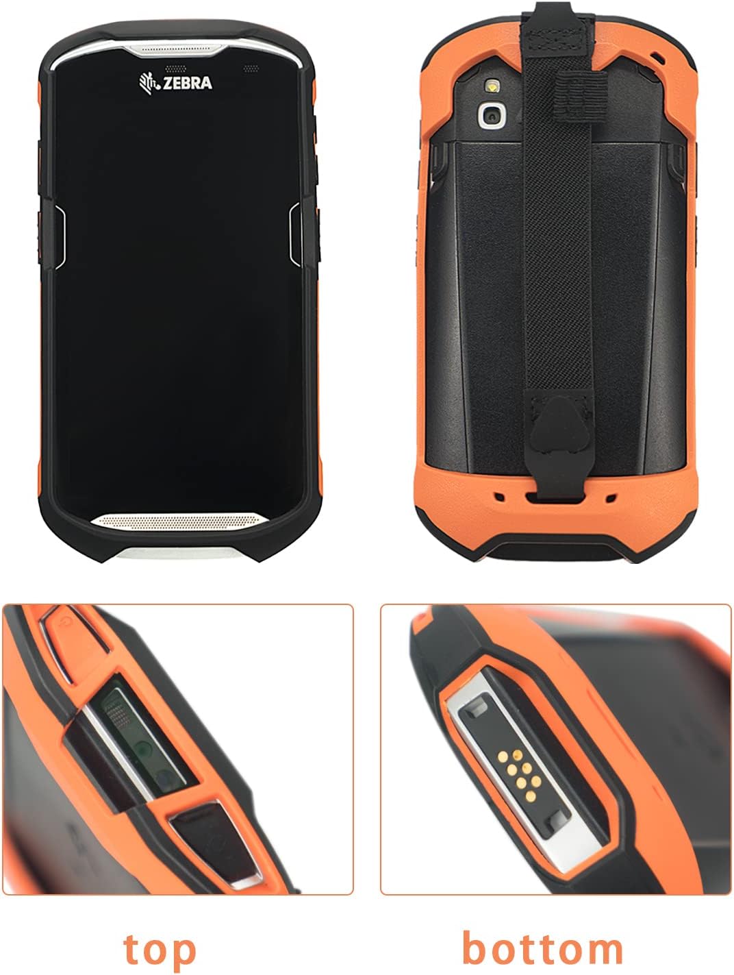 Protective Cover Bumper Case Rugged Boot with Hand Strap for Zebra TC51 TC510K TC52 TC56 TC57 Orange