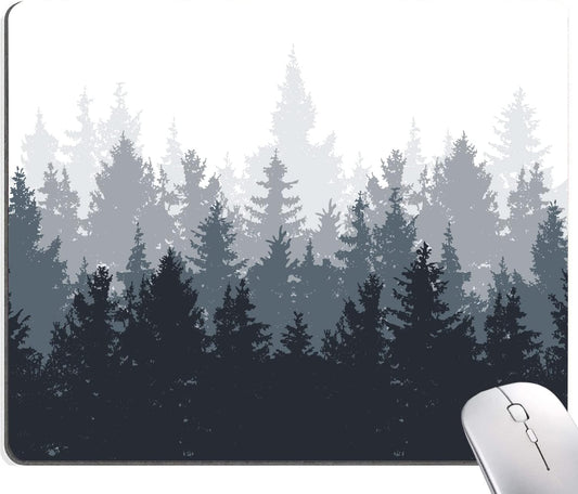 Forest Mouse Pad - Square Waterproof Non-Slip Rubber Base for Office Laptop, 9.5"x7.9"x0.12" Inch (Watercolor Forest)