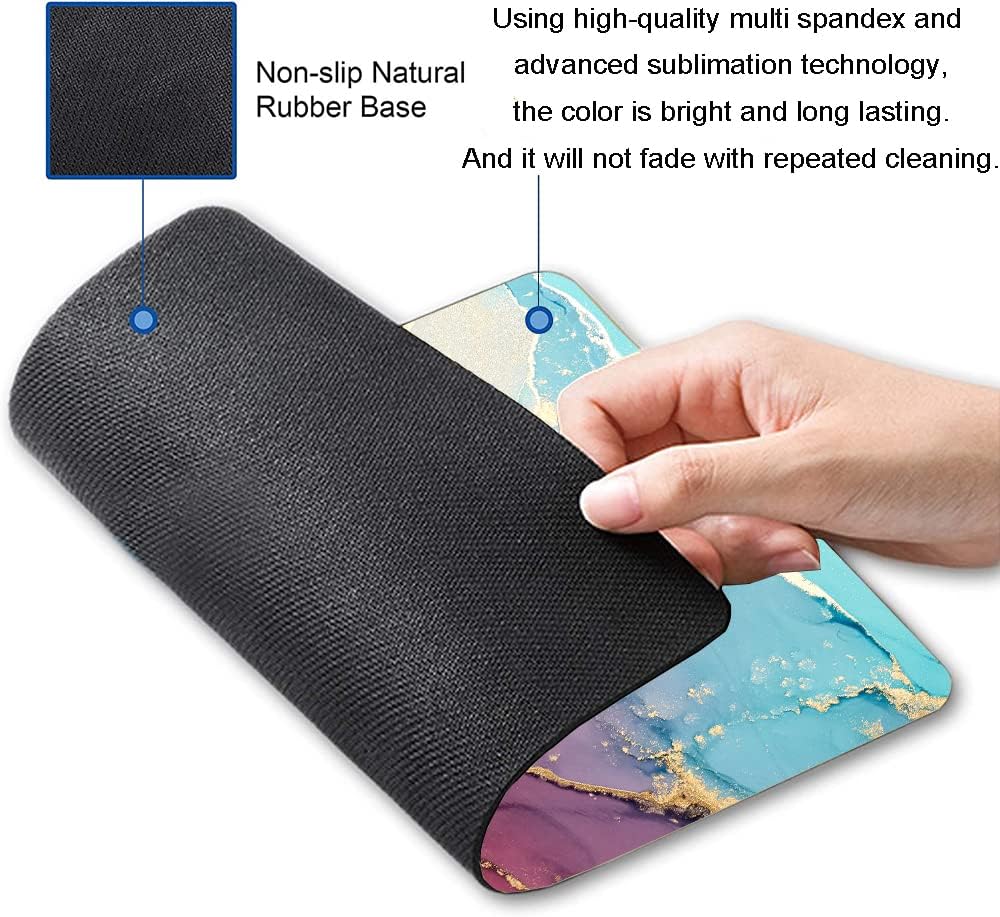 Mouse Pad, Cute Colorful Marble Mouse Pads with Design, Square Washable Cloth Personalized Mouse Mat, Gaming Office Home Non-Slip Rubber Base Computer Mousepad