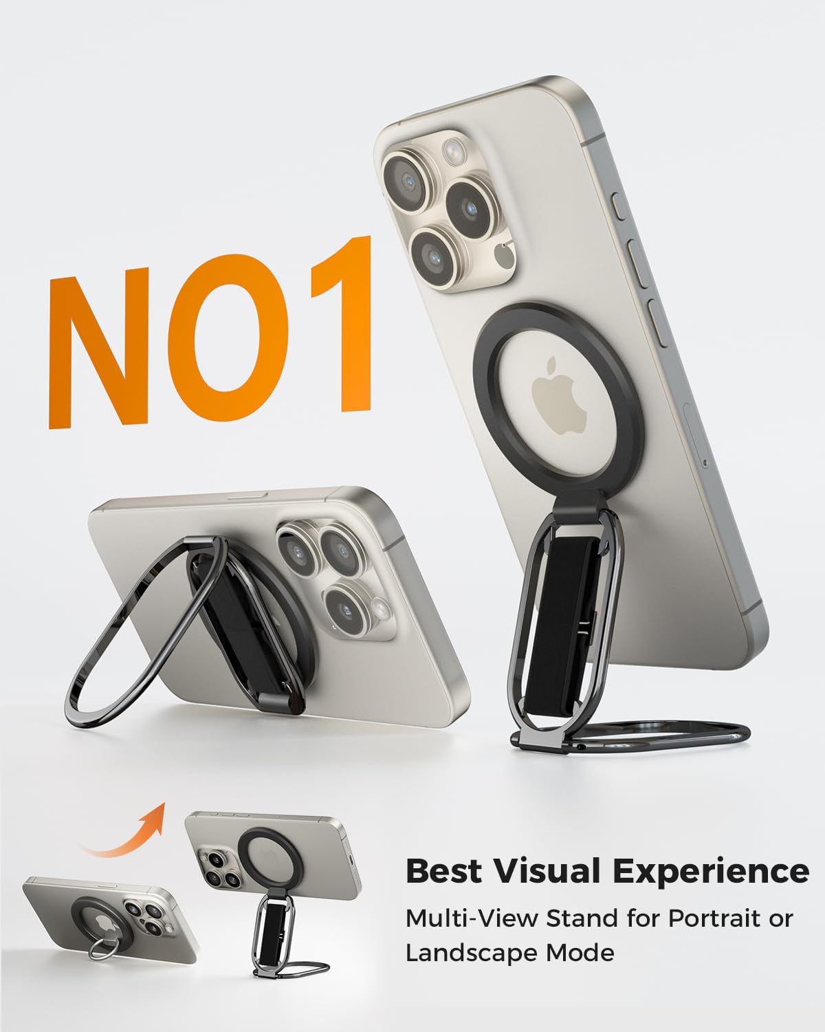 [2025 Newest] SUPERONE for MagSafe Phone Grip for MagSafe Kickstand Compatible with Mag Safe Finger Loop, 4-in-1 Phone Ring Holder Strap for Mag Safe iPhone 16/15/14/13/12 Series