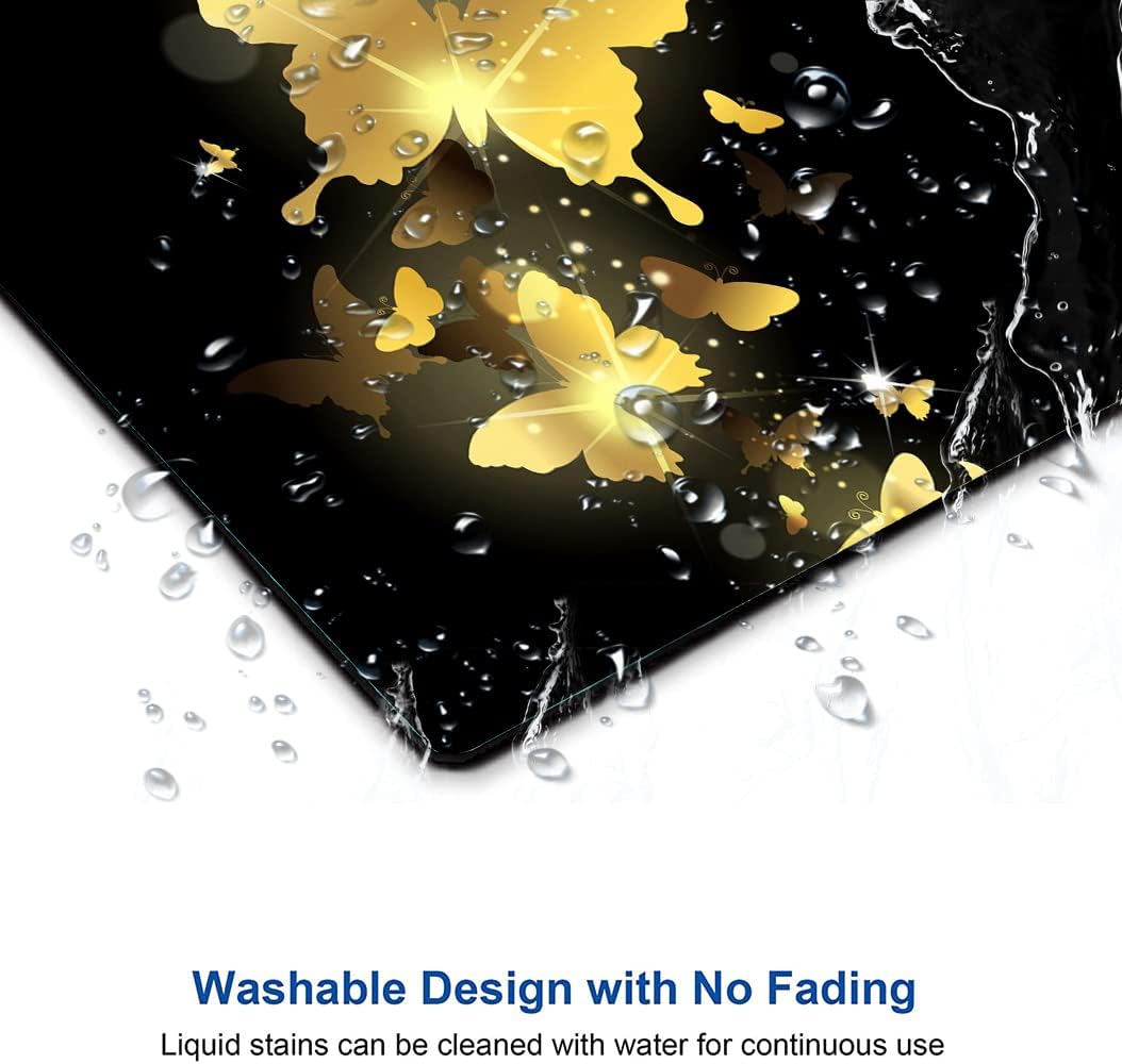 Hokafenle Mouse Pad, Gold Butterfly Mouse Pad, Cute Mouse Pads with Design, Square Mouse Mat Waterproof Non-Slip Rubber Base Mousepad for Office Laptop