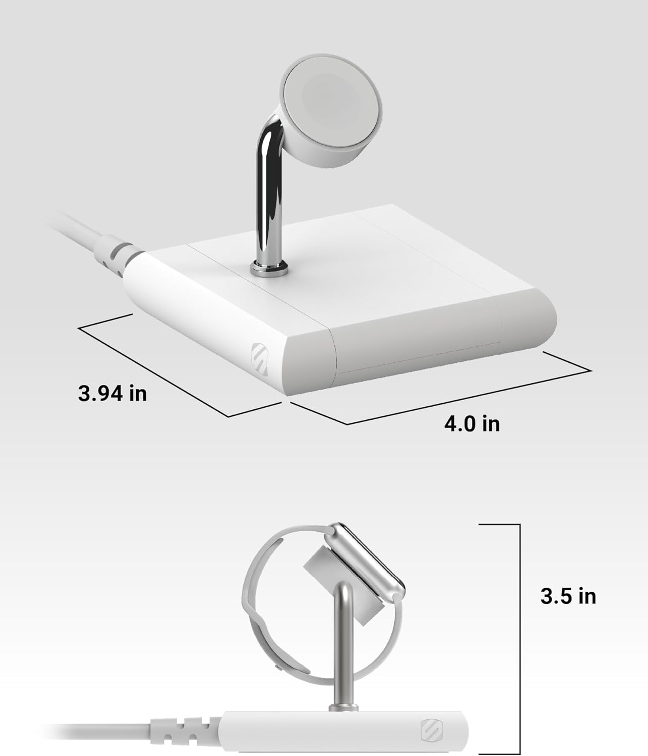 Scosche BL2AWWT-AP BaseLynx™ 2.0 Watch, Magnetic Charger Stand for Apple Watch, Modular Fast Charging Dock Station Compatible with Apple Watch Series 3/4/5/6/7/8/9/Ultra/Ultra2/SE, White