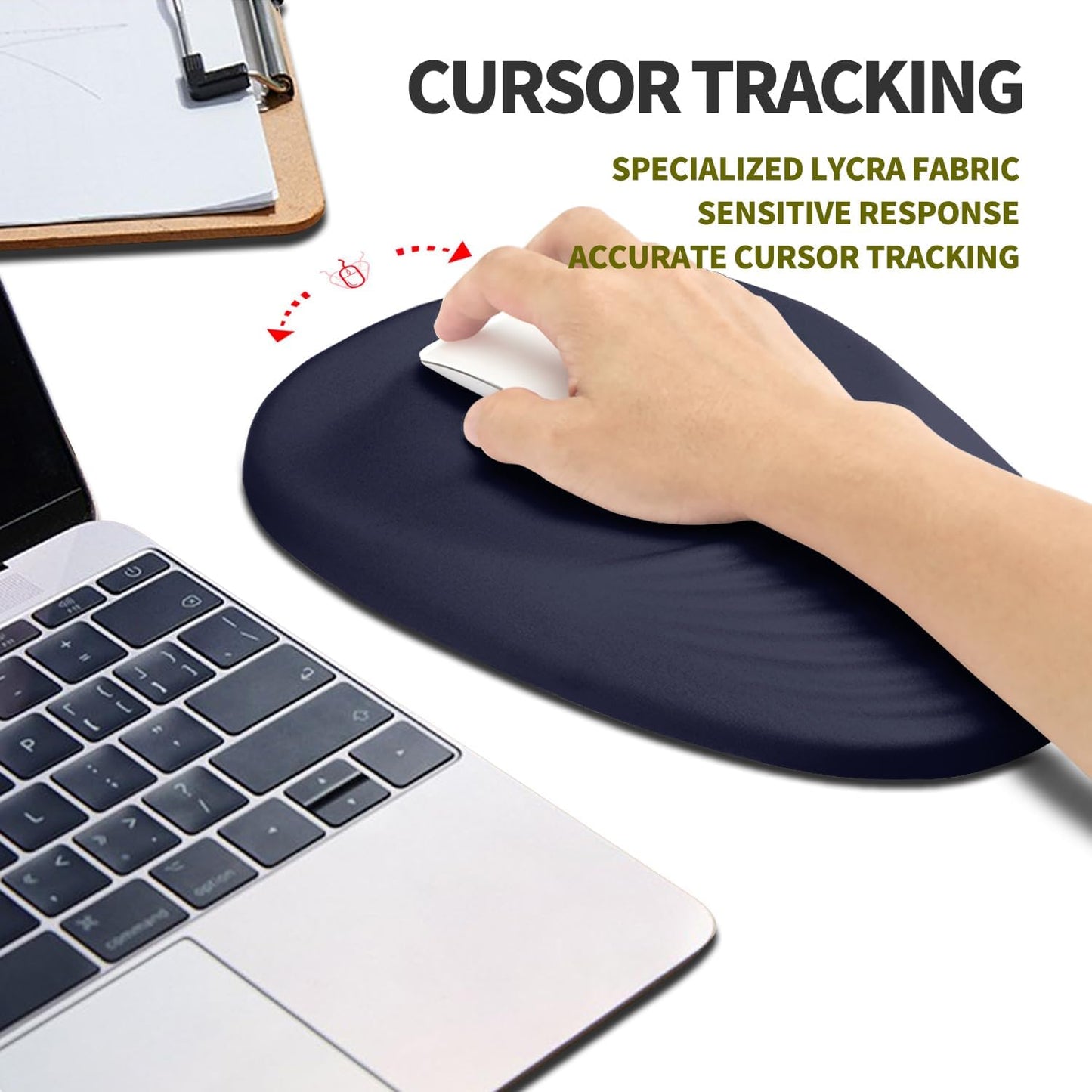 Hokafenle Ergonomic Mouse Pad Wrist Support, Terraced Slope Carpal Tunnel Wrist Pad for Mouse with Unibody Memory Foam, Wrist Rest Pain Relief Mousepad (Dark Blue, 11.8x7.9 in)