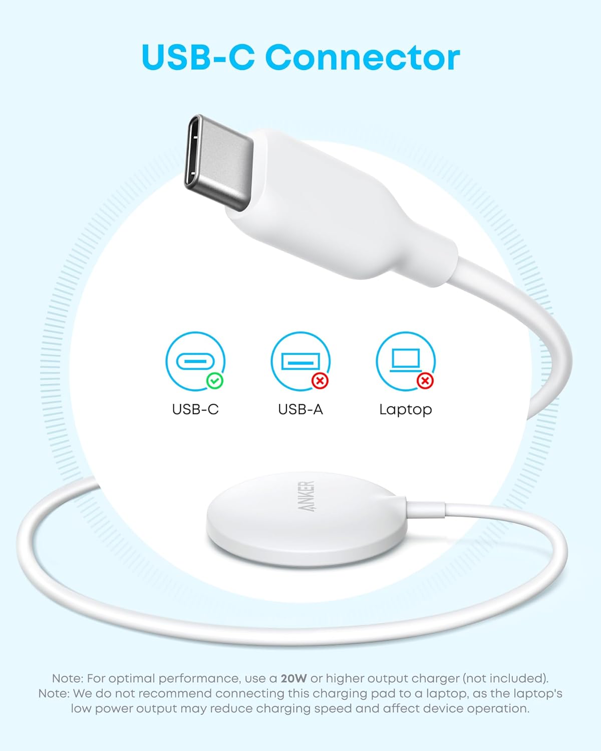 Anker Zolo Magnetic Wireless Charger, Qi2 Certified 15W MagSafe-Compatible Wireless Charging Pad, for iPhone 16/15/14/13 Series, AirPods, and More (Adapter Not Included) (White, 1 Pack)