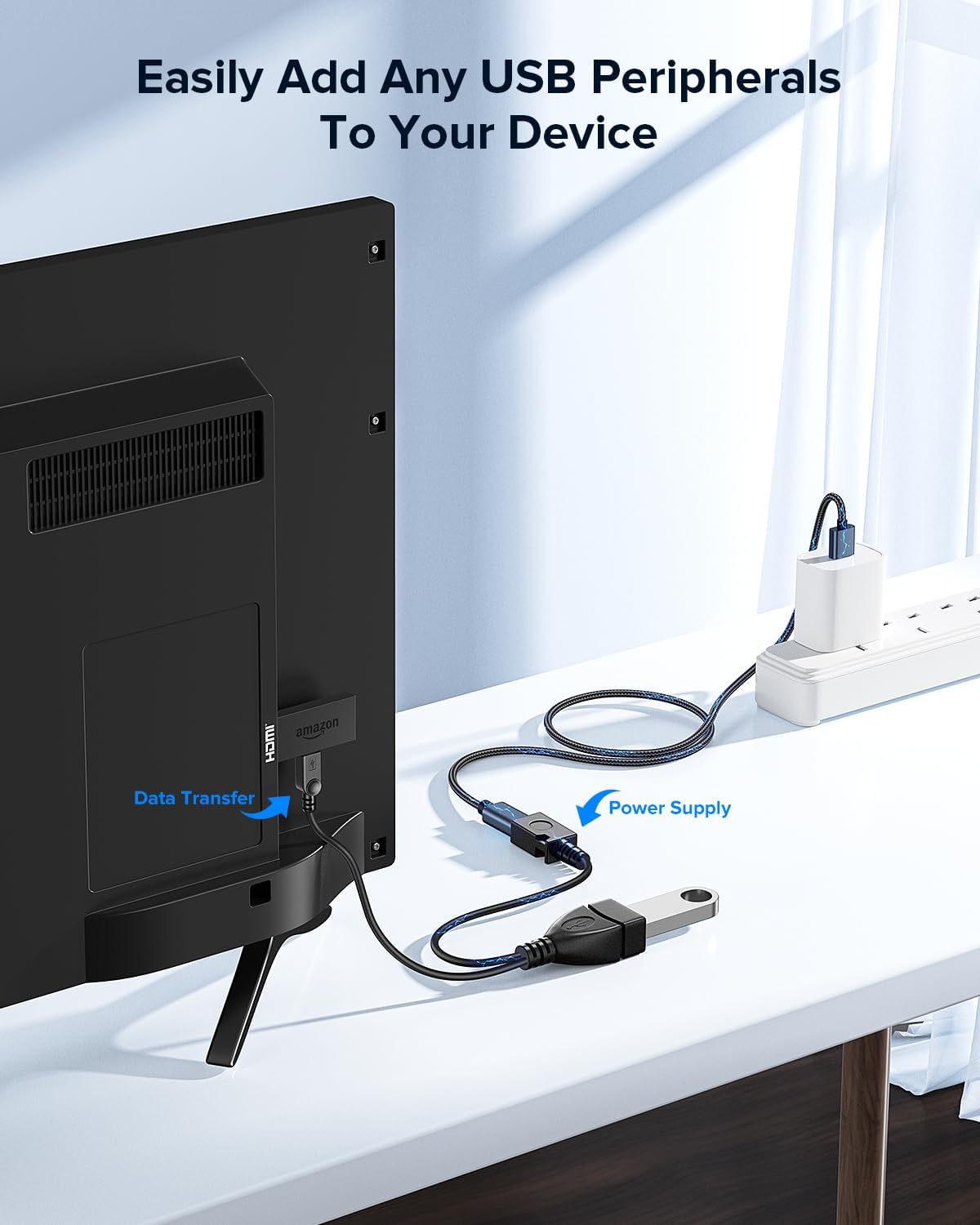 ANDTOBO 2-in-1 Micro USB (OTG Cable with Power) Adapter Replacement for Fire Stick 4K /Host Devices/PlayStation Classic etc- 2 Pack