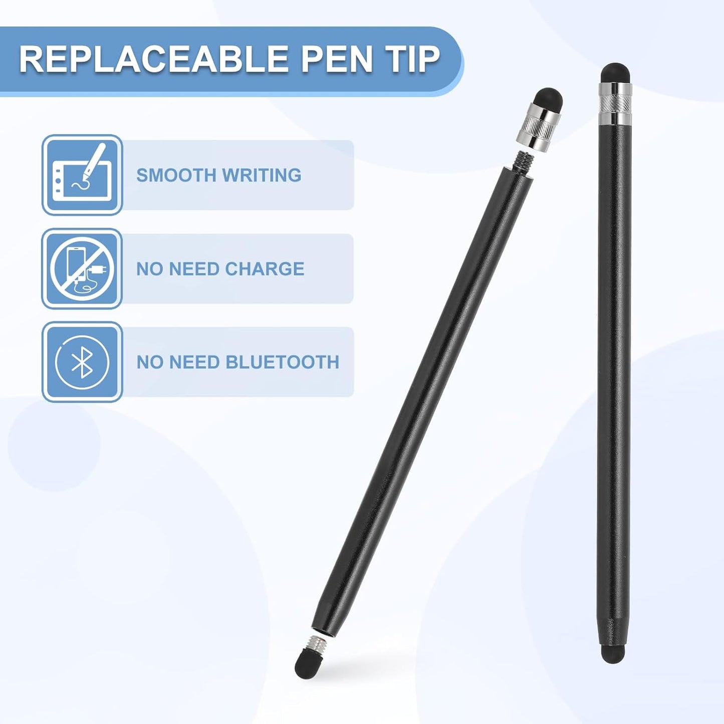 PATIKIL 5 Pcs Stylus Pens for Touch Screens, 2 in 1 High Sensitivity Universal Pen Capacitive Stylus for Phone Tablets Laptop Touch Screen Devices, Black