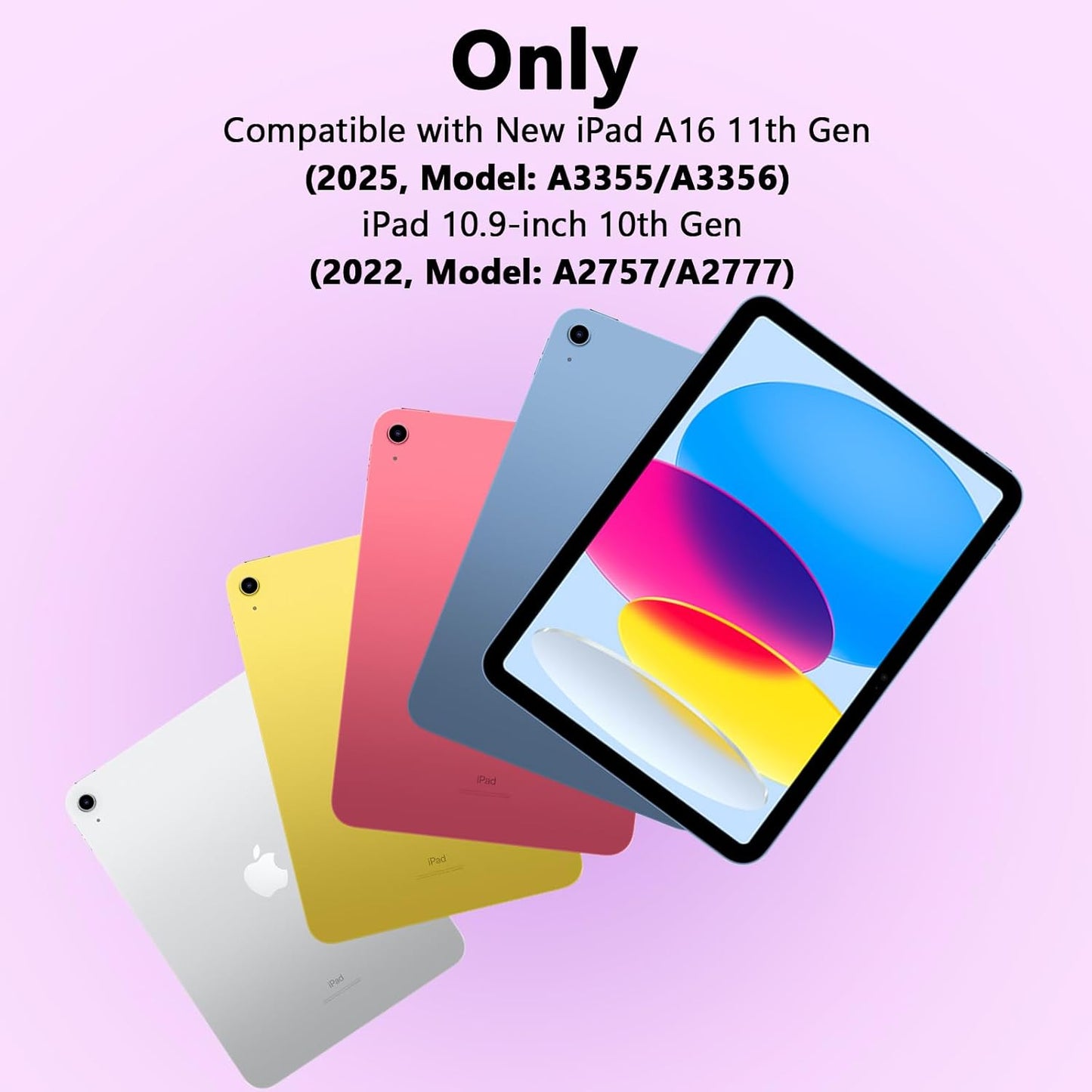 for iPad A16 11th Generation/10th Generation Case with Keyboard,Touch Keyboard for iPad 11" /10th Gen 10.9 inch 2022-10 Color Backlight, 360° Rotatable Protective Cover (Light Purple)