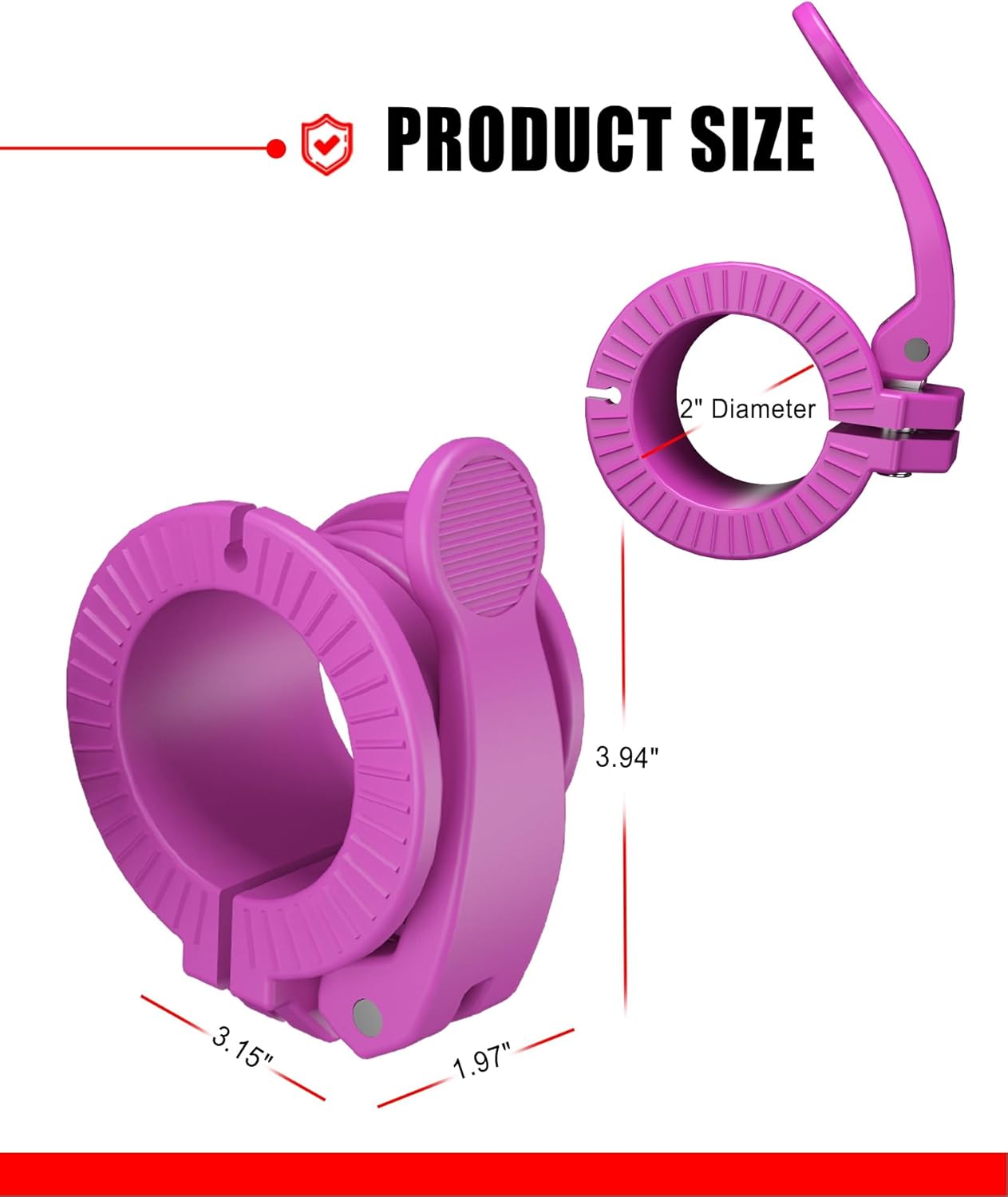 Olympic Barbell Clamps 2 inch Adjustable Barbell Clips Quick Release Pair of Locking Weight Clips for Bars