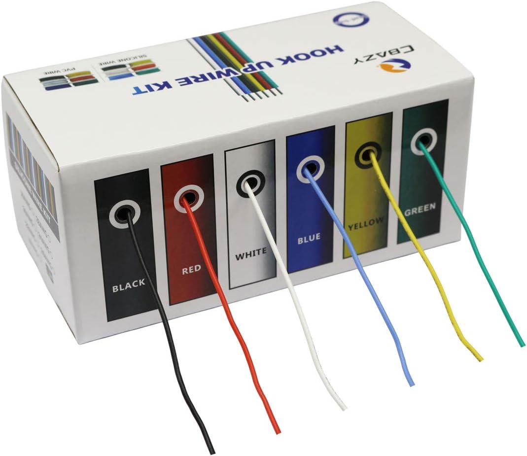 CBAZY™ Hook up Wire Kit (Stranded Wire Kit) 28 Gauge Flexible Silicone Rubber Electric Wire 6 Colors 32.8 feet Each 28 AWG