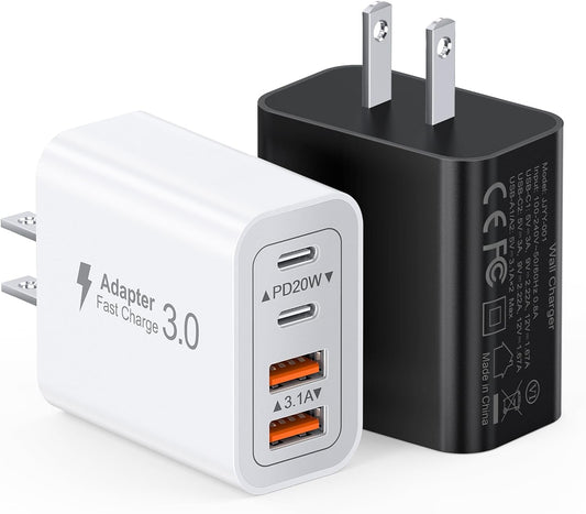 40W USB C Charger Block, 2-Pack Fast Charge Cube Powered Multi-Port Wall Plug Power Adapter Type C Brick for iPhone 16/16 Pro Max/15/15 Pro Max/14/14 Pro Max/13/12/iPad, Motorola, LG,PS5, Huawei