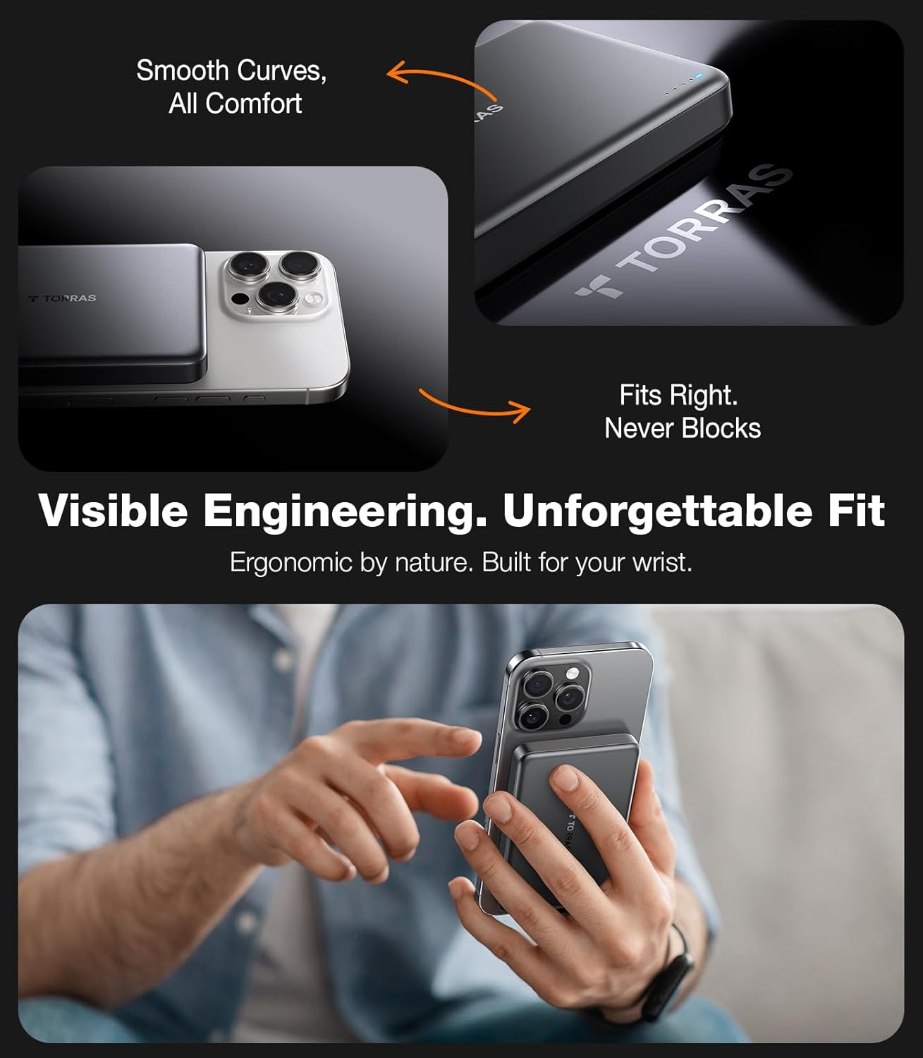 TORRAS MiniMag Qi2 Power Bank, 10,000mAh Magnetic Battery Pack, Qi2 Certified 30W with USB-C Cable, 15W Ultra-Fast MagSafe-Compatible Portable Charger, for iPhone 16 Pro Max/16 Pro/16/15, Glacier Gray