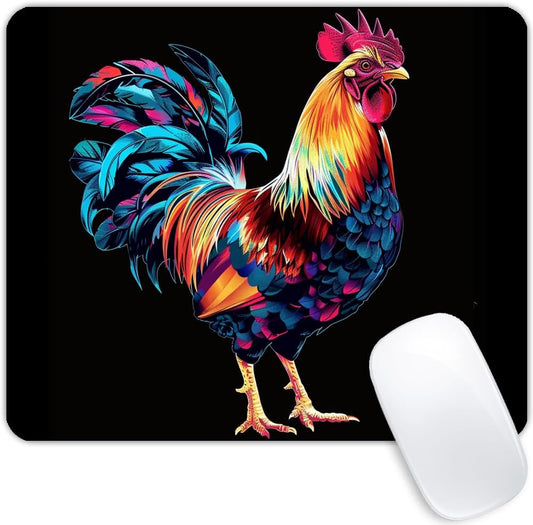 Square Mouse Pad Colorful Rooster-1,Gaming Mouse Pads for Desk,Soft Computer Waterproof Non-Slip Mouse Mat