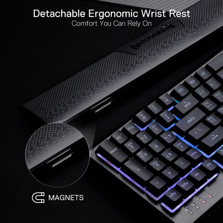 Redragon K515 Shiva Wired RGB Membrane Gaming Keyboard, 98 Keys Mechanical-Feel Keyboard w/Smooth Linear Switch, On-Board Macro & Dedicated Multimedia Keys, Detachable Wrist Rest, Software Supported