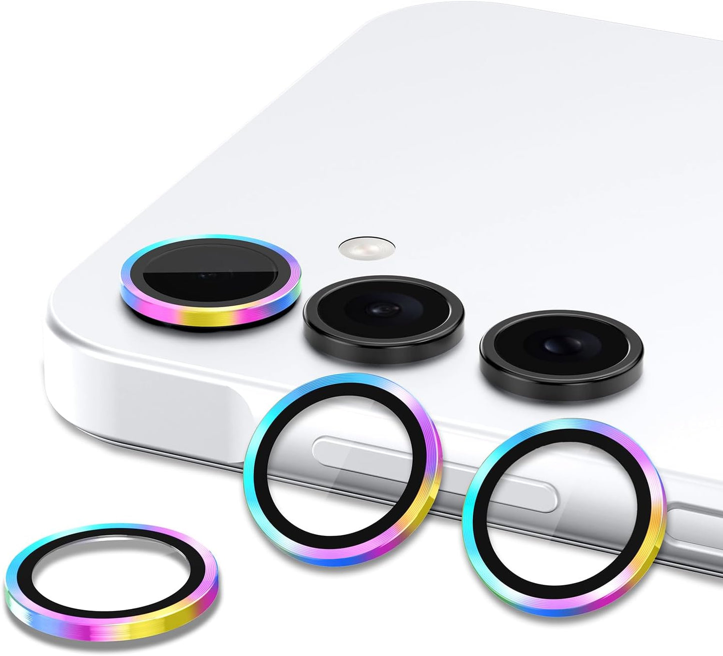 for Samsung Galaxy A16 Camera Lens Protector, Individual Metal Ring Tempered Glass Lens Cover, [Strong Adsorption] Scratch Resistant Ultra-Thin HD Clear Lens Cover, 1 Set-Colorful