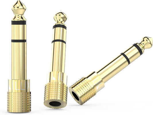 Cubilux 6.35mm to 3.5mm Audio Adapter, Gold Plated 1/4" Male to 1/8" Female TRS Stereo AUX Connector Converter for Guitar Keyboard Digital Piano Studio Monitor Amplifier Mixer Splitter, 3-Pack