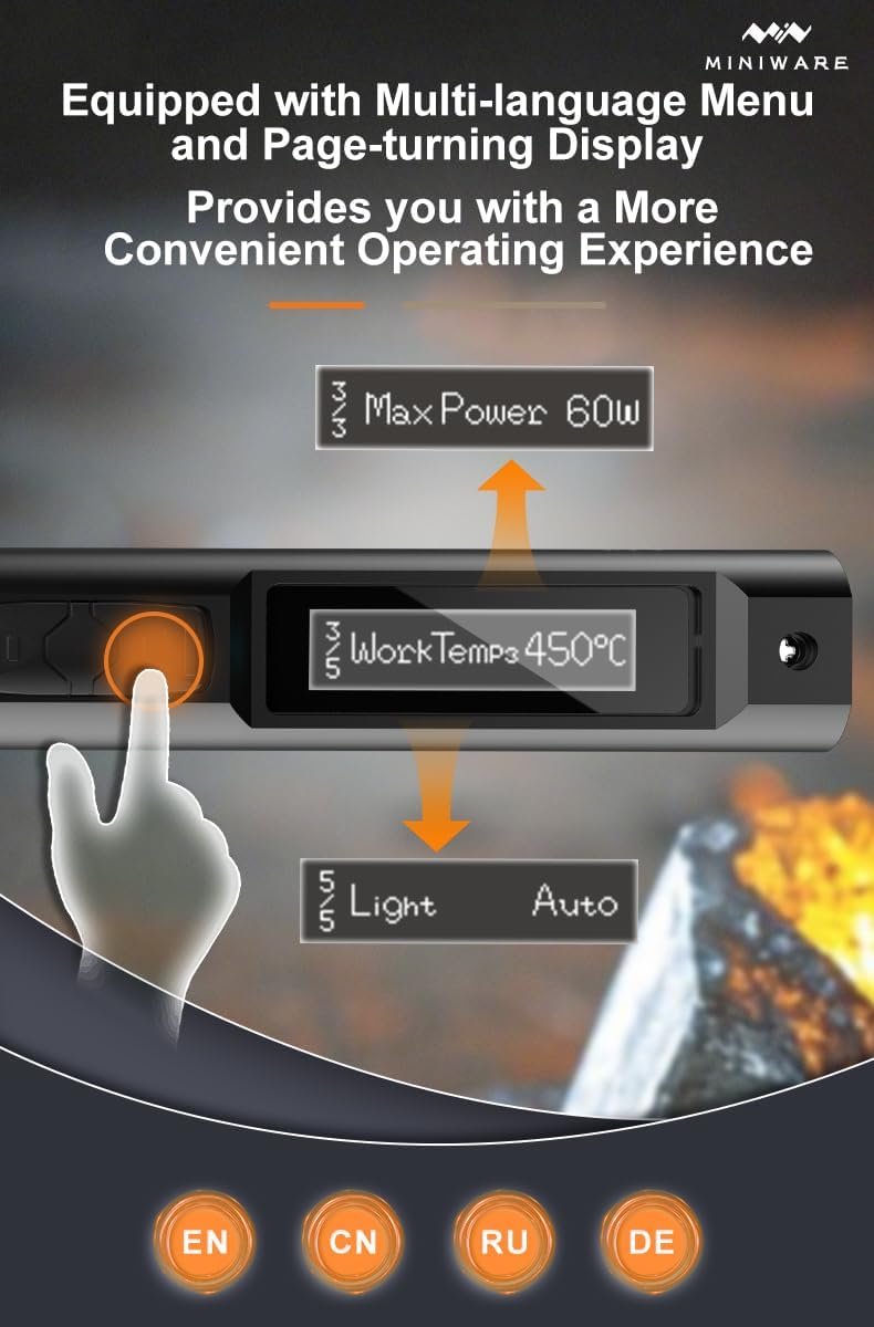 TOOLSAGE Soldering Iron Kit TS21,Front Lighting,3 Seconds Melts Solder,Fast Heating,DC9-24V Max 100W Soldering-Iron Gun with Adjustable Temp 100-450℃,Compatible with 210 type Iron Tips