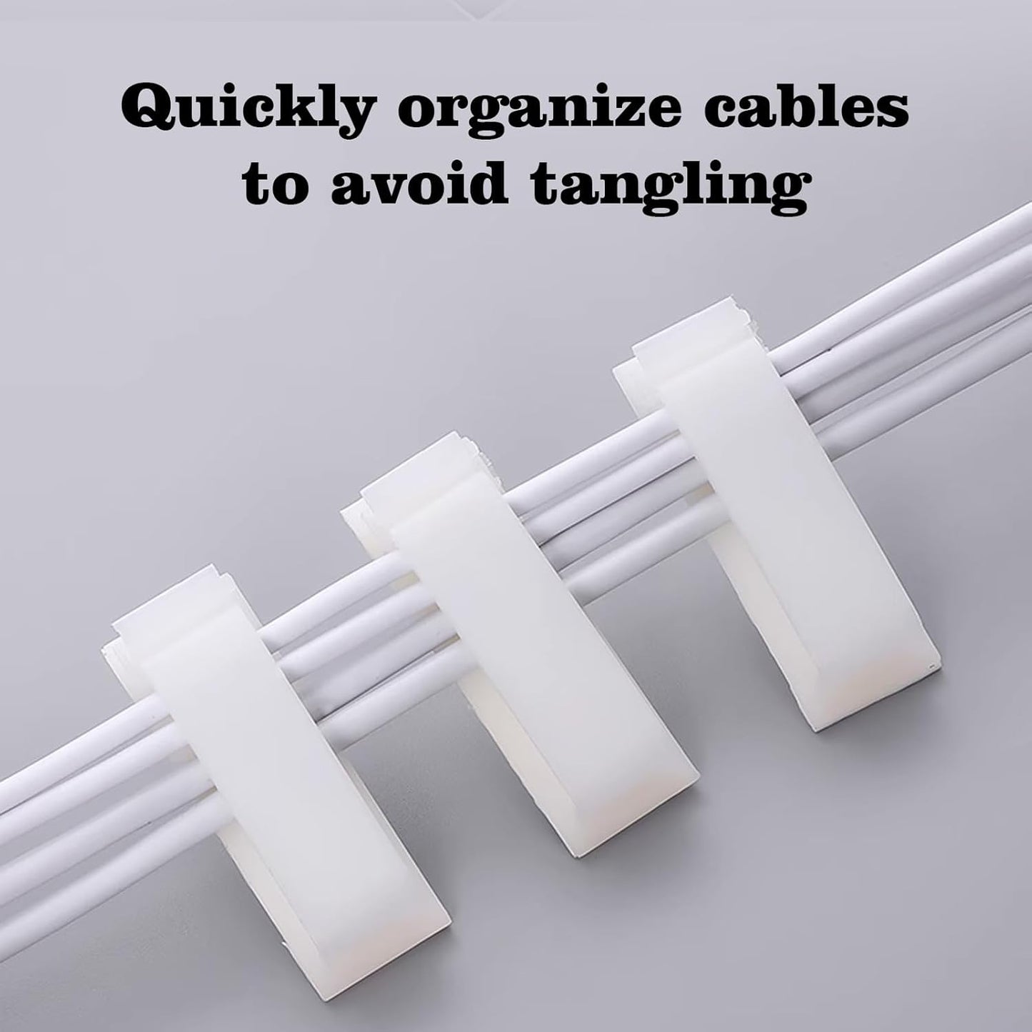 40 pcs Cable Clips with Strong Self-Adhesive, Outdoor Light Clips, White Cord Wire Clips, Nylon Cord Wall Finisher Wire Clamp for Home, Car, Office Desk Wire Management (White, XL-40 PCS)