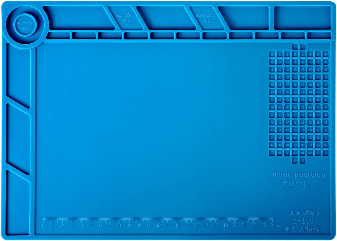 Kaisi S-140 Magnetic Insulation Silicone Soldering Mat, Heat Resistant Work Mat 932F for Repair Electronics, Phone, Soldering Iron, Gun, BGA, Workbench, Size: 13.8 x 9.8 inch