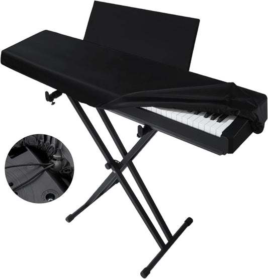 Elastic Lock Music Keyboard Dust Protector Cover - Water Proof, Stretchy, Full for Digital Pianos, Full Cover Elastic Lock Music Protector Case (88 Keys, Black)