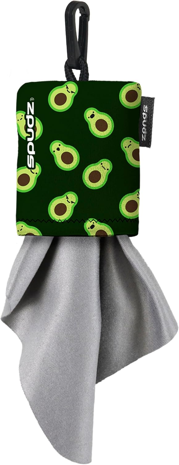SPUDZ Classic Microfiber Lens Cleaner – Clip-On Pouch, Washable – for Binoculars, Scopes, Glasses, Screens | Avocado, 10 x 10 Inch