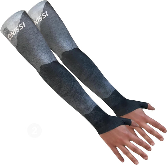 ONISSI Gaming Arm Sleeve for PC │Anti-Friction,Precision, Compression Gamer Sleeves for Mouse pad │Men or Women E-Sports Gift (Black Mountains, Medium)