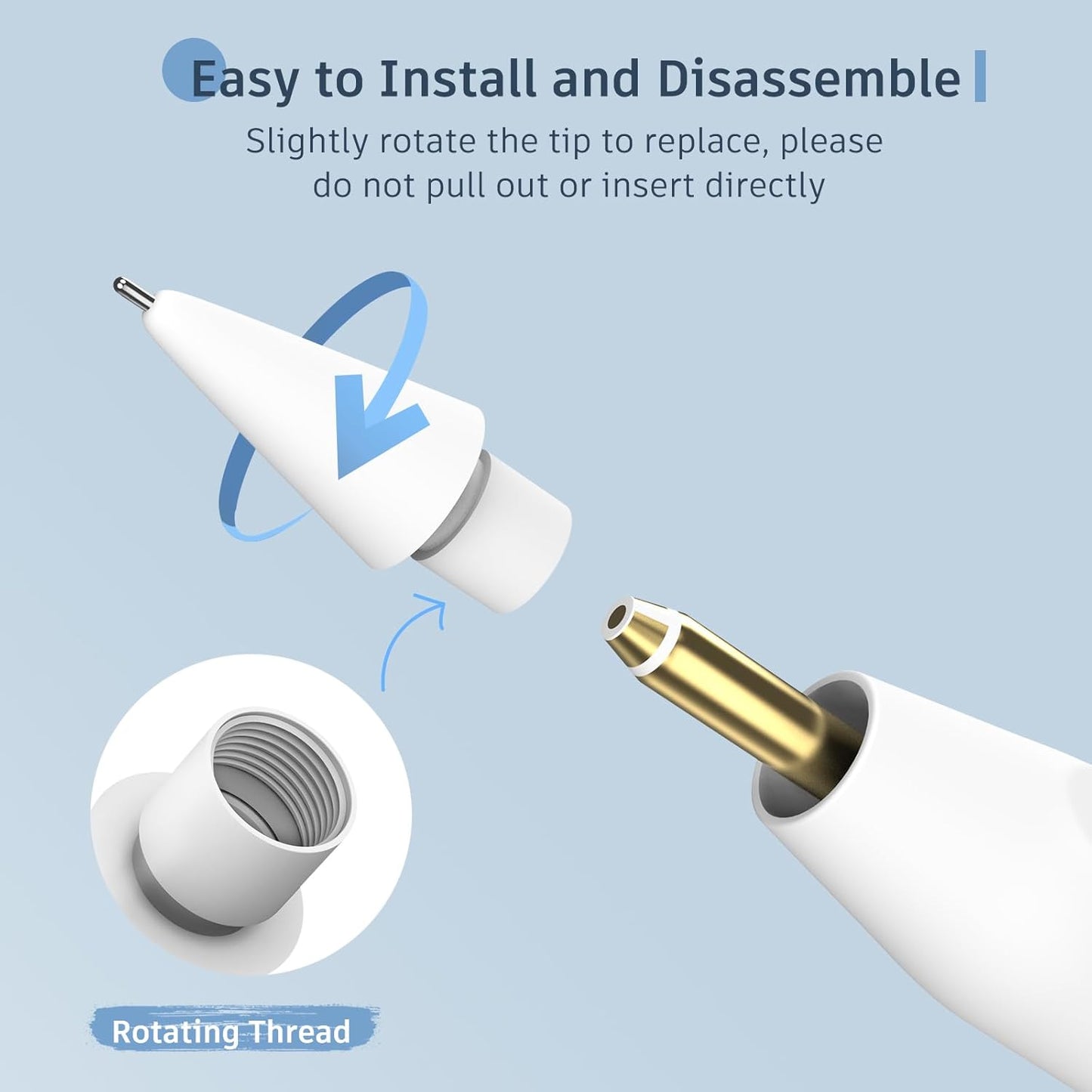 Replacement Pencil Tips for Apple Pencil 2nd Generation/ 1st Generation Tips,iPencil Tip Nibs Accessories for iPad Pro/Apple Pencil Pro/USB-C (6 Pack)