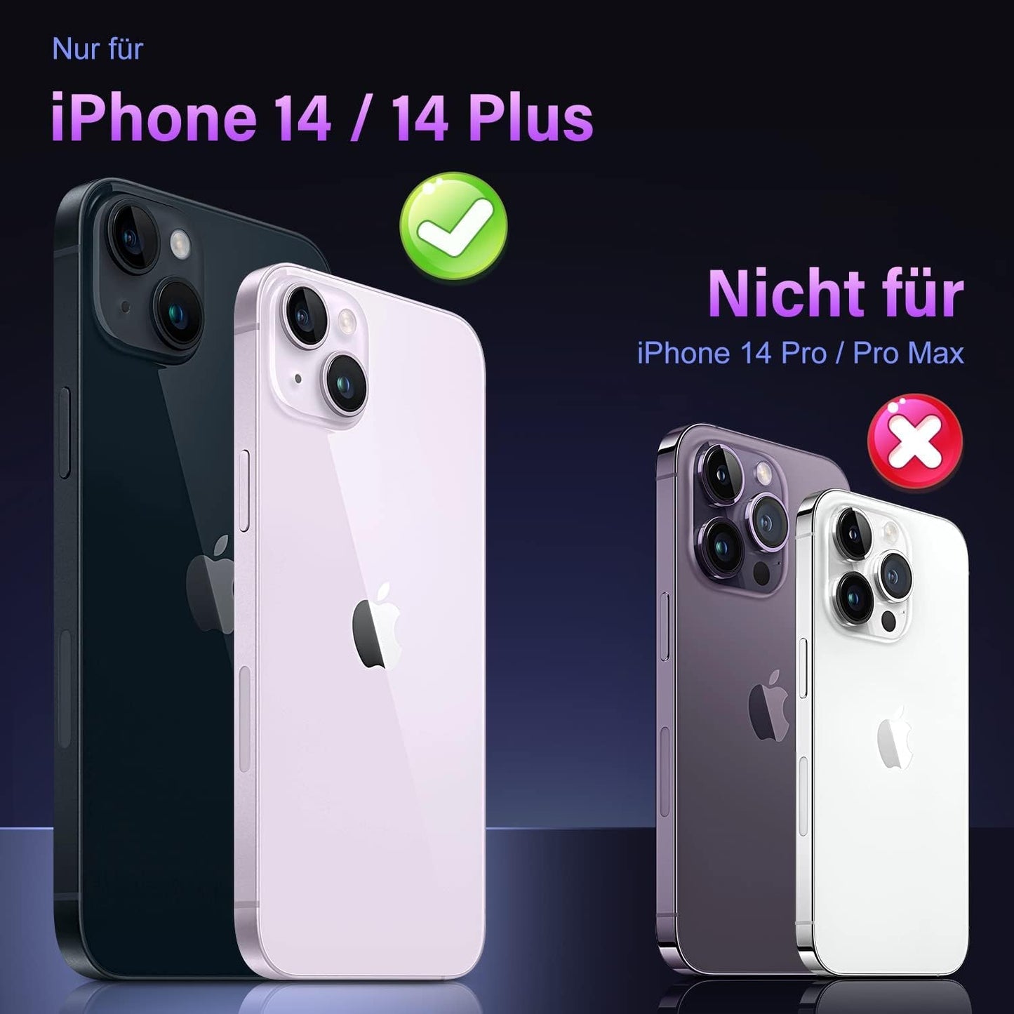 Uyiton for iPhone 14 /iPhone 14 Plus Camera Lens Protector, [Not for iPhone 14 Pro/14 Pro Max][Drop Protection] 9H Tempered Glass Camera Cover Screen Metal Ring Case Friendly Scratch Resistant - Black