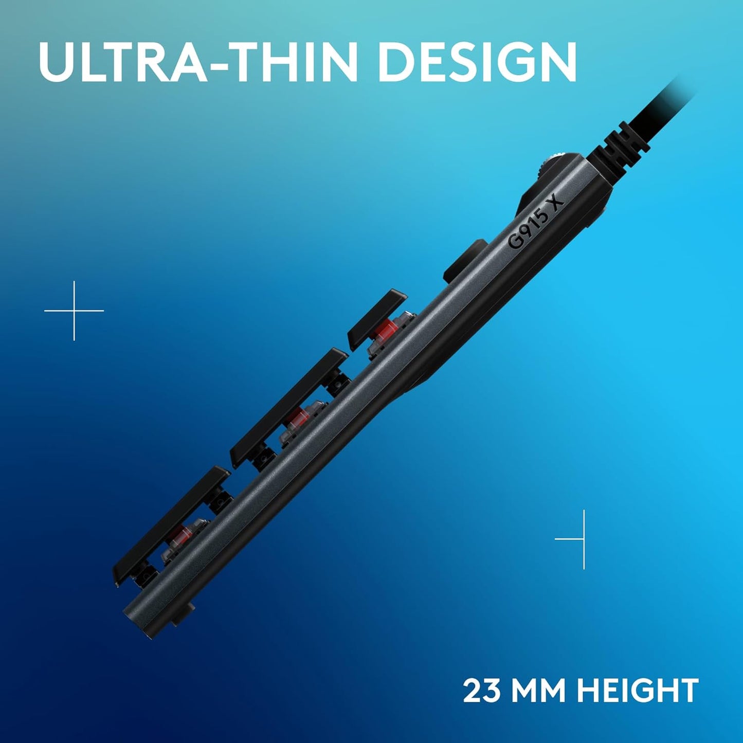 Logitech G915 X Wired Mechanical Gaming Keyboard, Double-Shot PBT Keycaps, Fully Programmable Keys, RGB Backlit Mac/PC Gaming Keyboards, Aluminum Finish, GL Linear Switches, Black