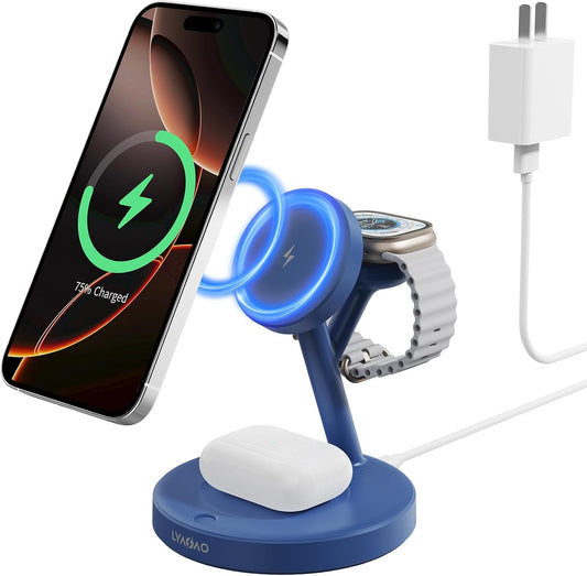 2025 3 in 1 Charging Station for Apple iPhone AirPods Watch with Mag-Safe Charger Wireless Charger Stand for iPhone 16 15 14 13 12 Series AirPods iWatch Series - Gifts for Wife & Husband
