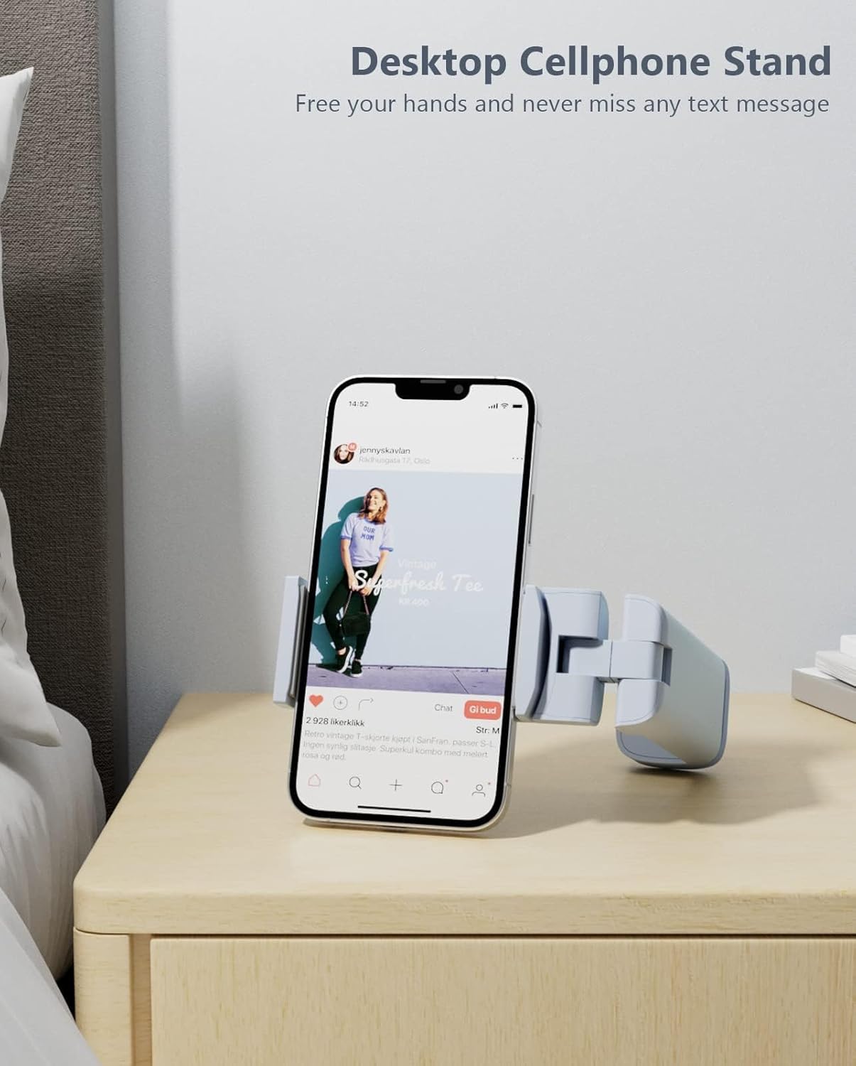 Airplane Travel Essentials Phone Holder, Universal Handsfree Phone Mount for Flying with 360 Degree Rotation, Travel Accessory, MiiKARE Travel Must Haves Phone Stand for Desk, Table -Blue