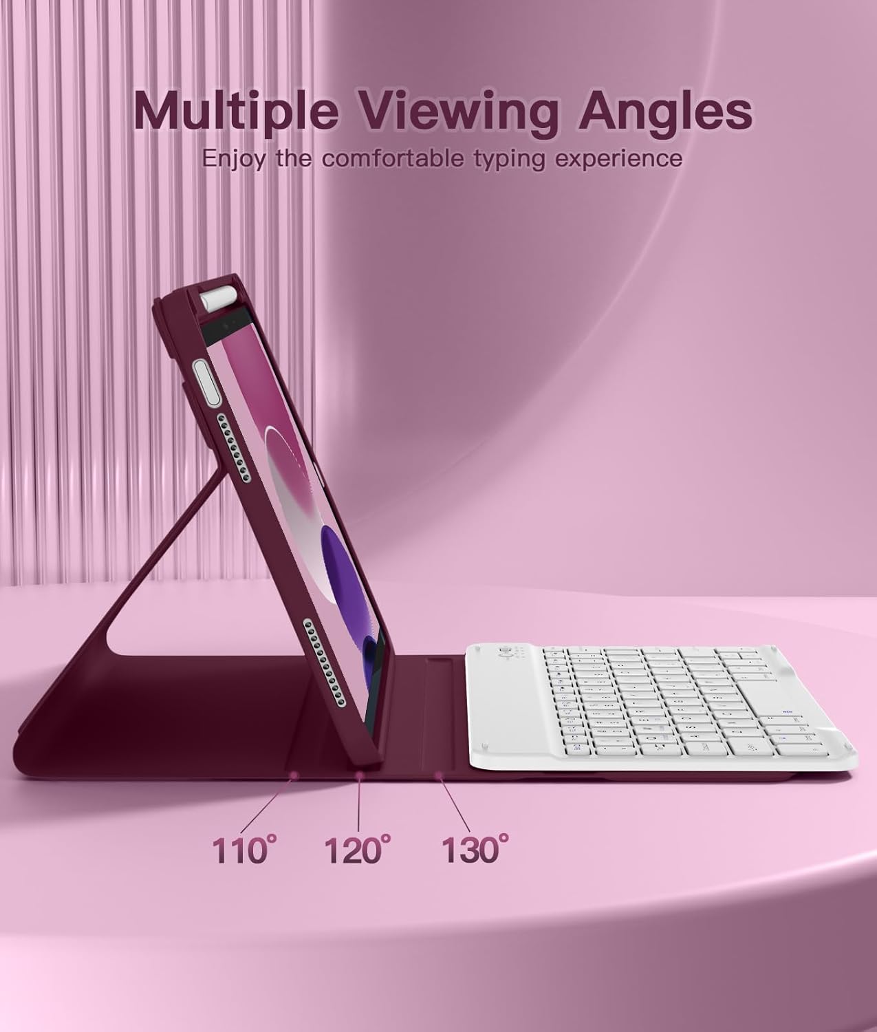 for iPad 10th Generation Case with Keyboard 10.9 Inch 2022/iPad (A16) 11th Gen 11 Inch 2025 - Magnetic Detachable Keyboard, Stain Proof Cover, Smart Folio Case with Pencil Holder - Burgundy