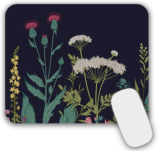Mouse Pad, Gaming Mouse Pad, Non-Slip Rubber Base Mouse Mat with Designs for Laptop, Computer & Office, 9.5 x 7.9 x 0.12 inches (Flower)