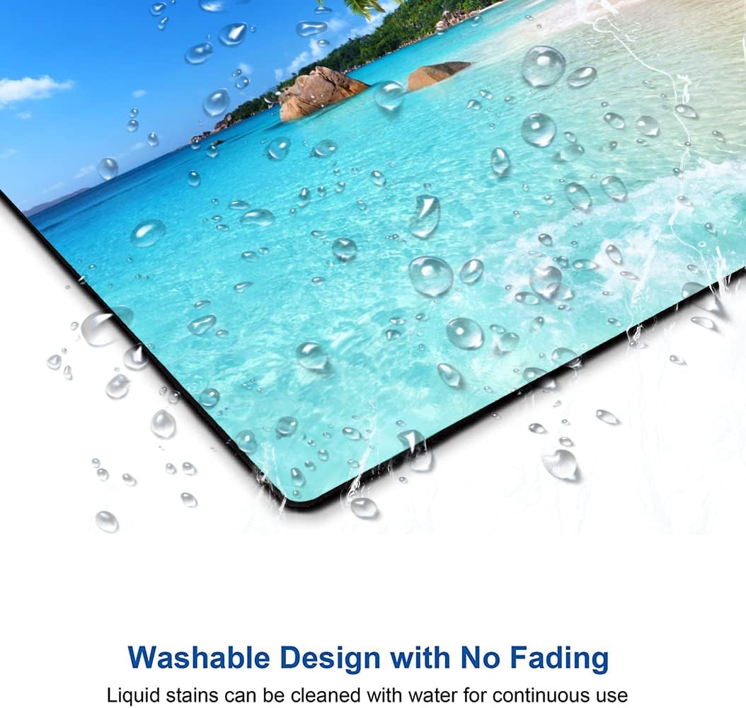 Hokafenle Mouse Pad, Square Beach Style Anti-Slip Rubber Mousepad for Gaming Office Laptop Computer PC Men Women Kids, Cute Custom Pattern, Beach and Coconut Trees Design
