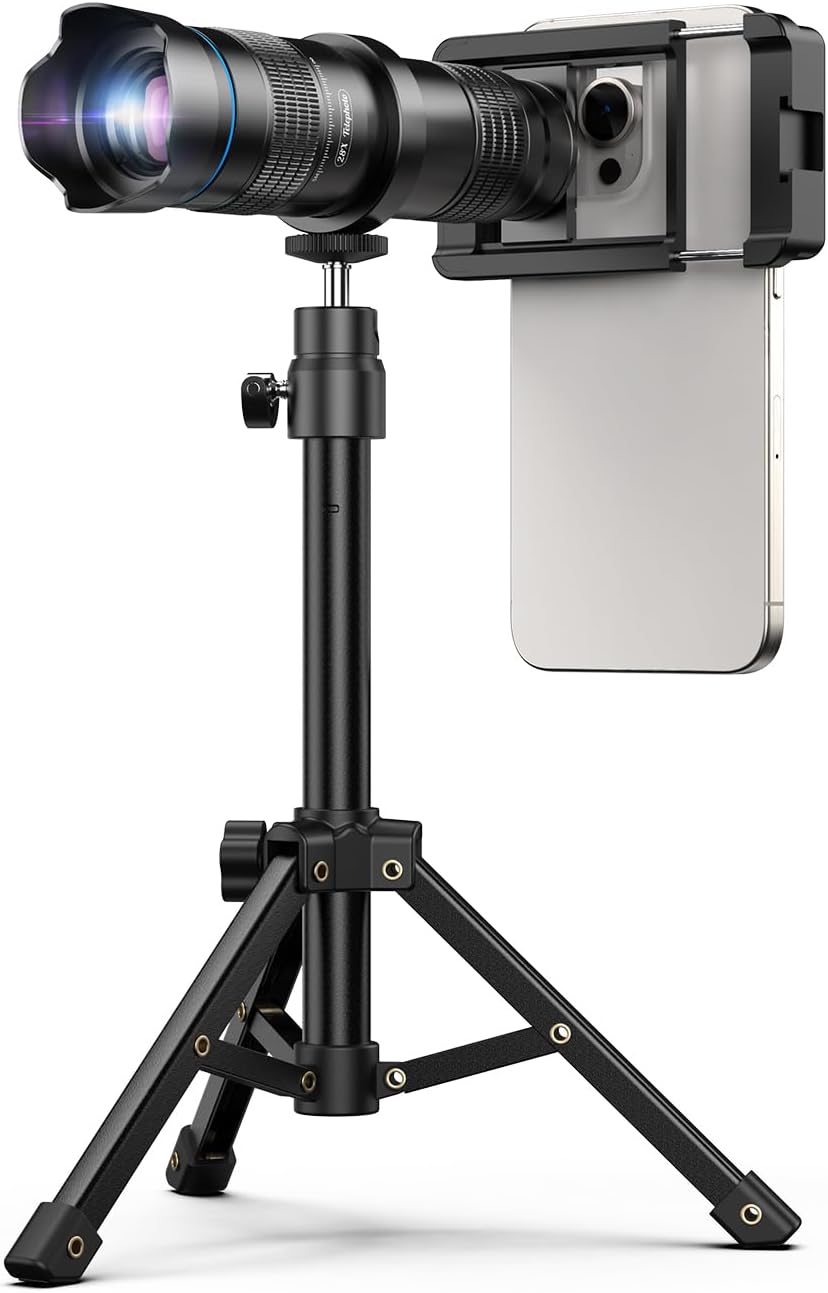MIAO LAB 28X HD Telephoto Lens for iPhone Pro Max/Samsung/Android | High Power Zoom Camera Lens with Tripod Mount, Universal Smartphone Compatibility