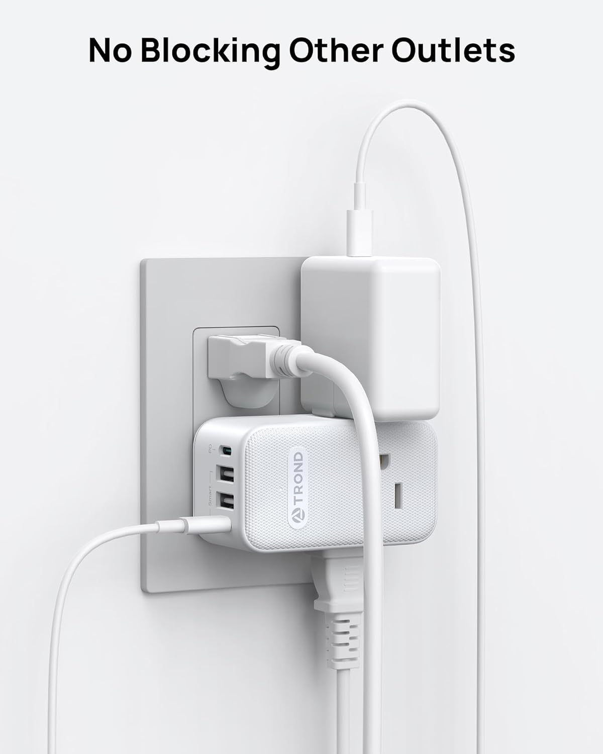 TROND Outlet Extender with 360 Rotating Plug, 3 AC Outlet Splitter with PD 20W USB C Charger, USB Wall Plug Adapter, A Small Charging Station for Kitchen Bathroom Cruise Ship Travel Essentials