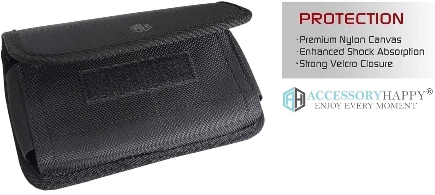 AH Military Grade Nylon Cell Phone Pouch - Clip Holder for Belt Loop, Fits iPhone 13/14 Max/Pro, S20 Plus, Otterbox (Large)