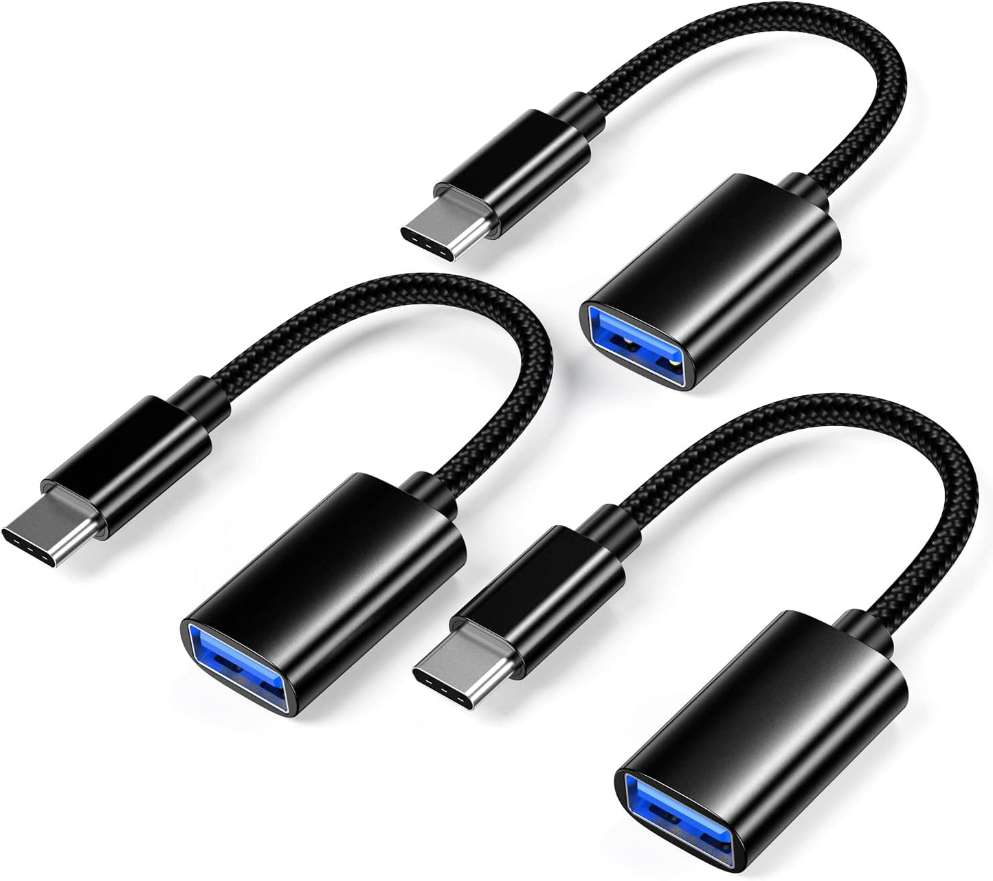USB C to USB 3.0 Adapter [3 Pack], USB C Male to USB Female OTG Cable Thunderbolt3 to USB Adapter Compatible for MacBook Pro/Air, iPhone 16 Pro Max/16 Plus/16e/15, Samsung Galaxy S25/S24/S23