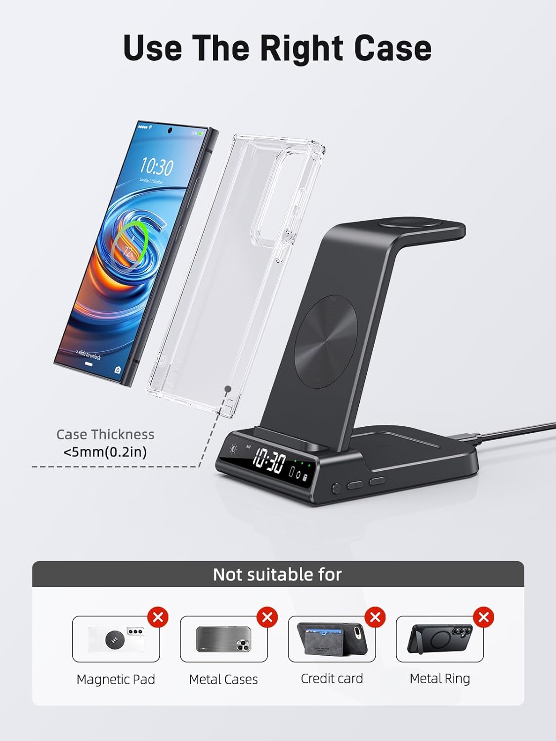 Wireless Charger for Samsung Charging Station, 3 in 1 Android Phone Charger for Samsung Galaxy S25 Ultra/S24 Ultra/S23/Z Fold7/Flip7, Galaxy Watch 8/8 Classic/Ultra/7/6/5, Galaxy Buds 3 Pro/3