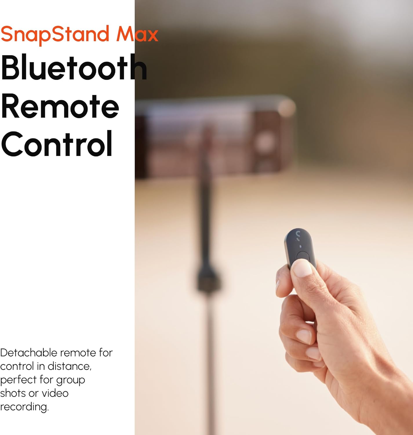 ShiftCam SnapStand Max – Magnetic Selfie Stick & Tripod – Compact, Foldable & Extendable with Tilt Head and Magnetic Bluetooth Remote (Stone, SnapStand Max)