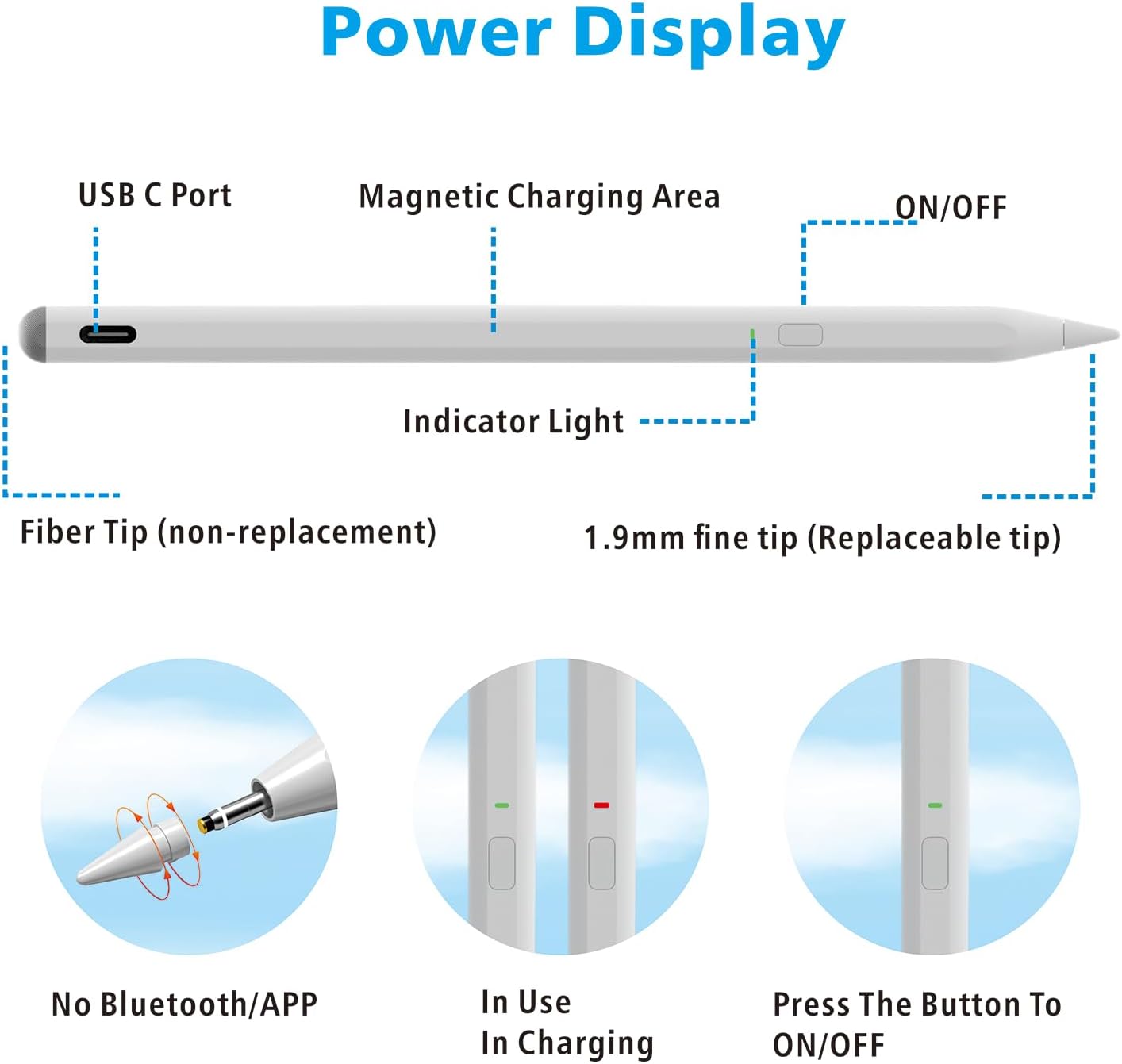 Stylus Pen for iPad11/10/9thGen,with Polishing Cloth,Tilt Sensitivity,Palm Rejection,for Pad Air11/13inch(M3/2), iPad Pro11/13/inch (M4),iPad Mini6/5th,iPad Pro 11/12.9 inch