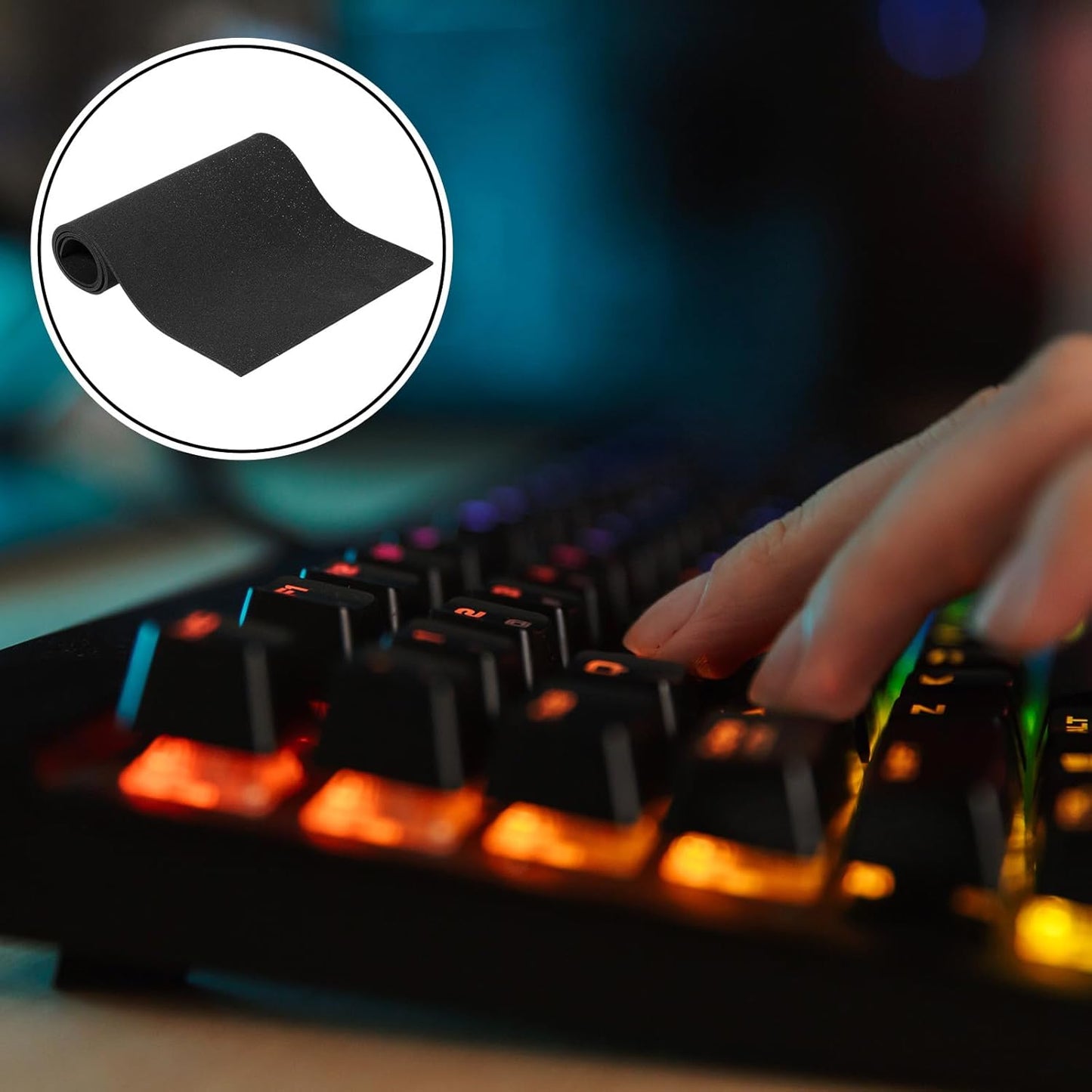 Keyboard Foam for Mechanical Keyboard, Sound Dampening Foam Free Cutting Key Board Mat Foams Black for Key Board Bottom Office Desk Home, 20 x 6 (2mm Thick)