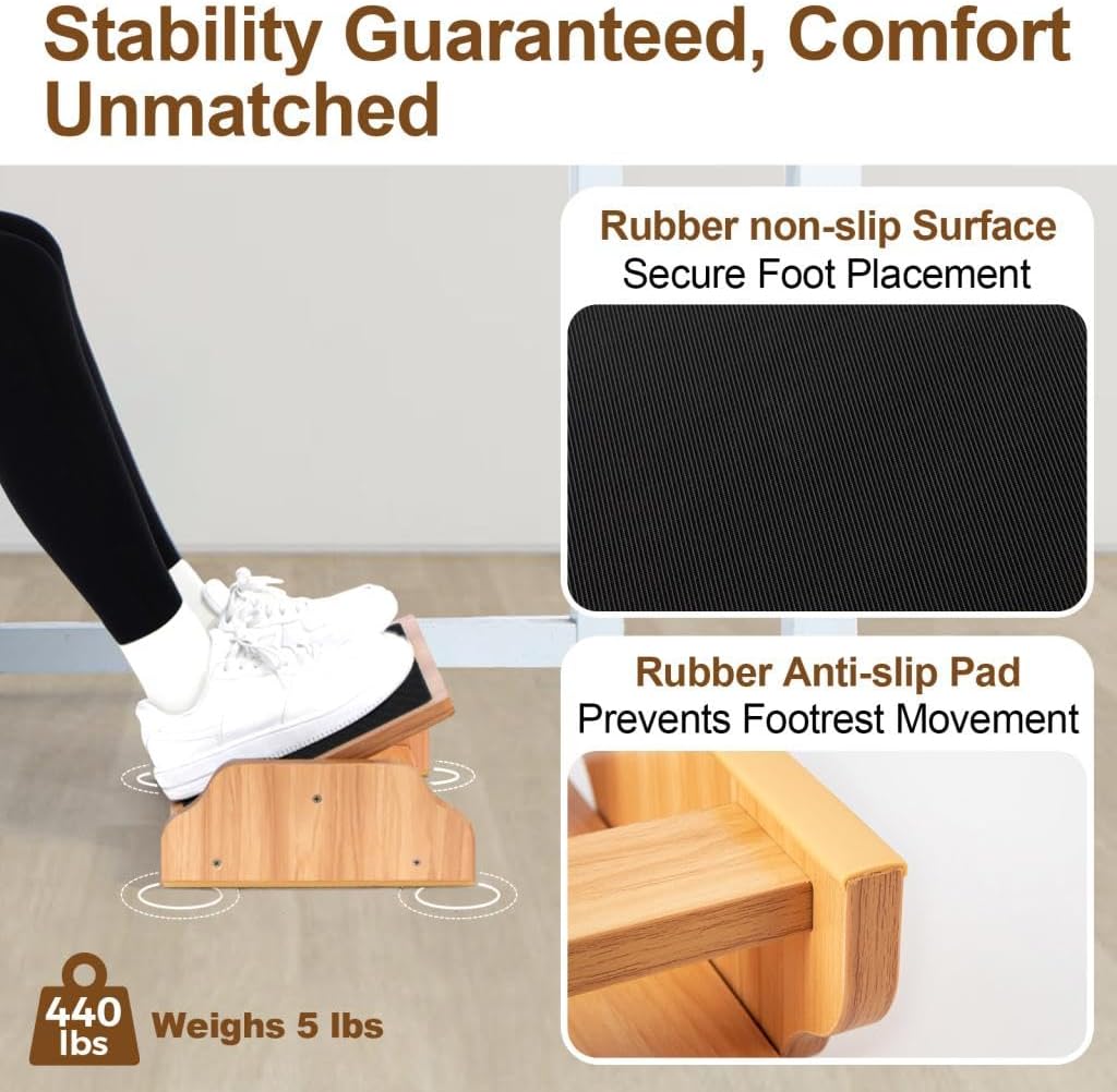 StrongTek Ergonomic Rocking Foot Rest for Under Desk, Adjustable Foot Stool with Non-Slip Surface, Three Positions for Comfort & Stability, Enhances Posture & Circulation, Ideal for Office & Home Use