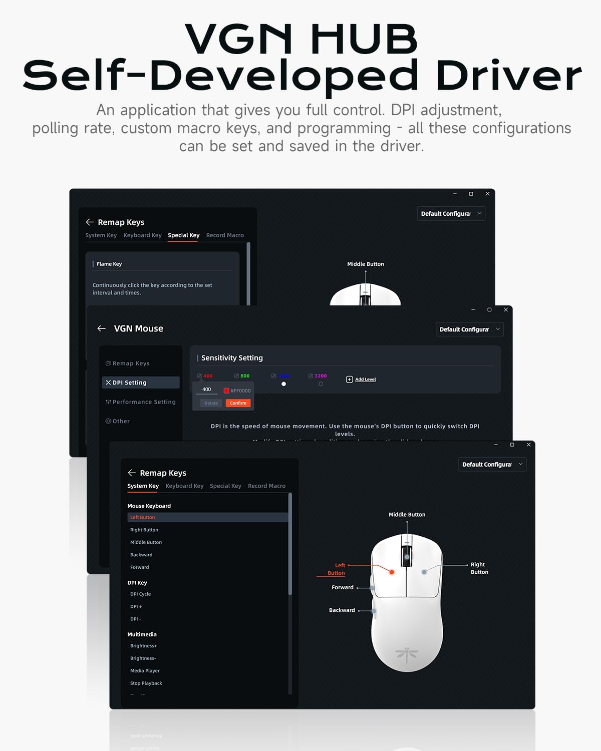 VGN Dragonfly F1 Pro Wireless Gaming Mouse - 49g Ultra-Lightweight, 26K DPI Optical Sensor, 6 Programmable Buttons, 65Hrs Battery, Esports Grade - Classic White