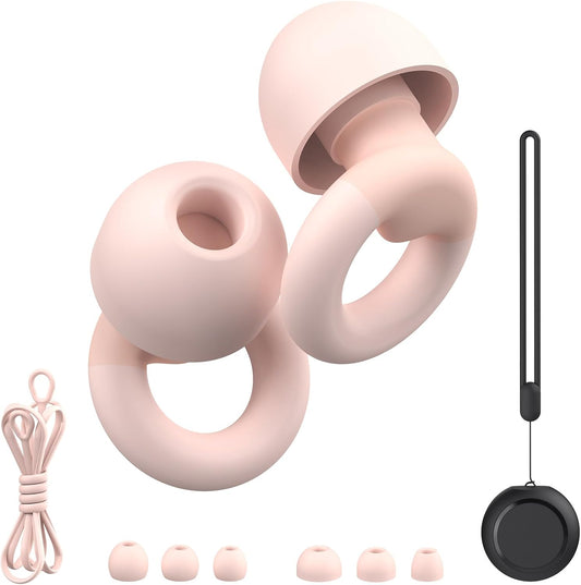 Soft Silicone Earplugs for Sleeping & Noise Reduction - 7 Pairs Ear Tips & One Connection Cord - Reusable Earplugs for Concert, Work & Sound Reduction 25dB-30db