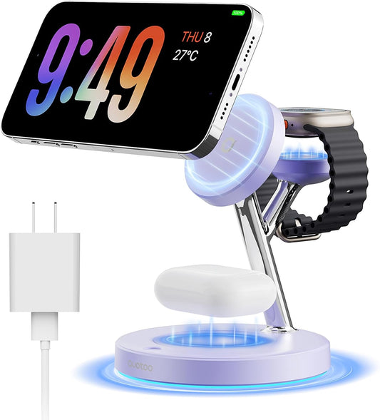2025 3 in 1 Charging Station Compatible with Magsafe Charger Wireless Charger Stand for iPhone16 15 14 13 12 Series Wireless Charging Station for AirPods Wireless Charging Stand for iWatch Series