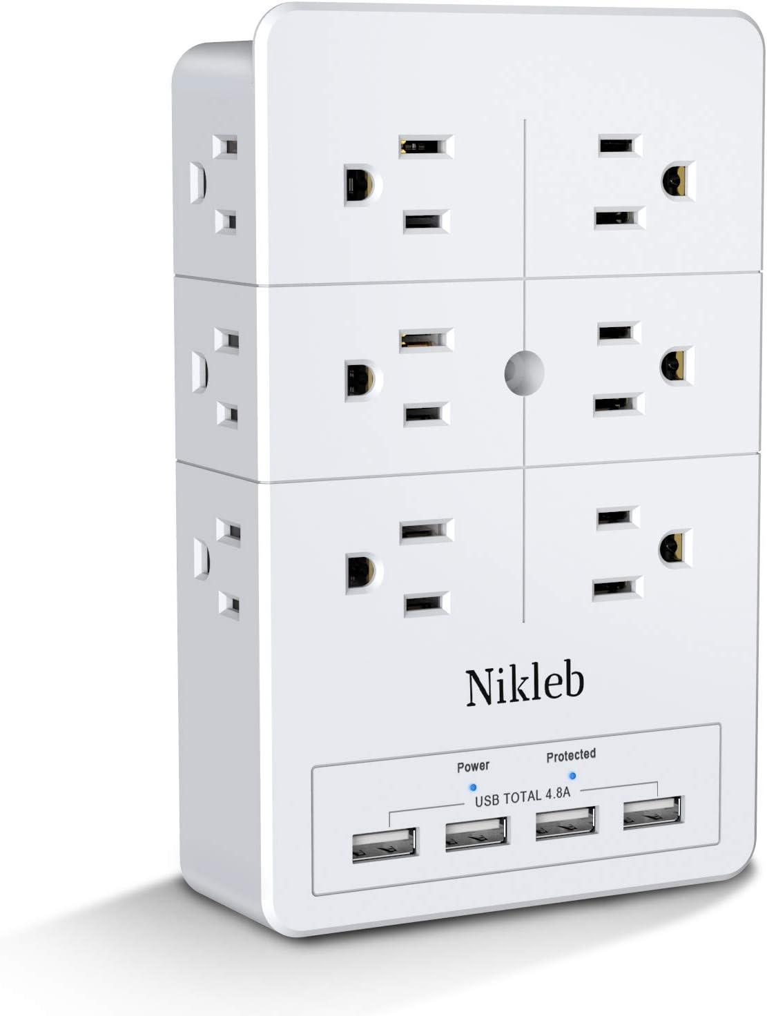 Multi Plug Outlet Surge Protector Nikleb, 12 Electrical Outlets Extender with 4 USB Charging Ports Total 4.8A, Wall Plug Expander 3 Prong for Room, Office, Gaming, Cord Organizer Accessories