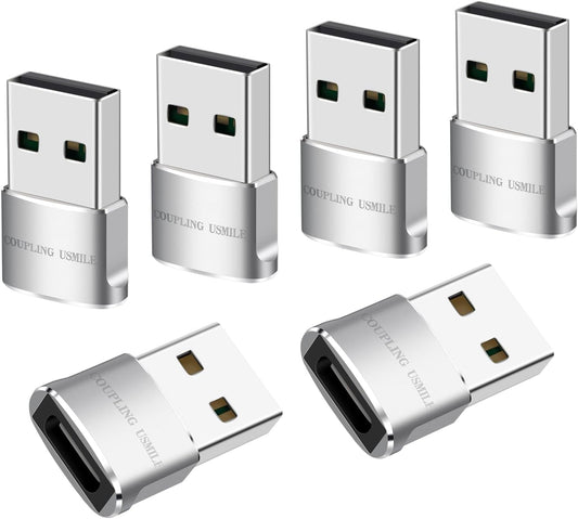 USB to USB C Adapter 6 packs for iPhone Fast Charging, Transfer and Type C OTG convert. USBC to A Compatible with iPhone 16 16e 15 Plus Pro Max,iPad Pro Air 4 Mini 6 almost USB devices