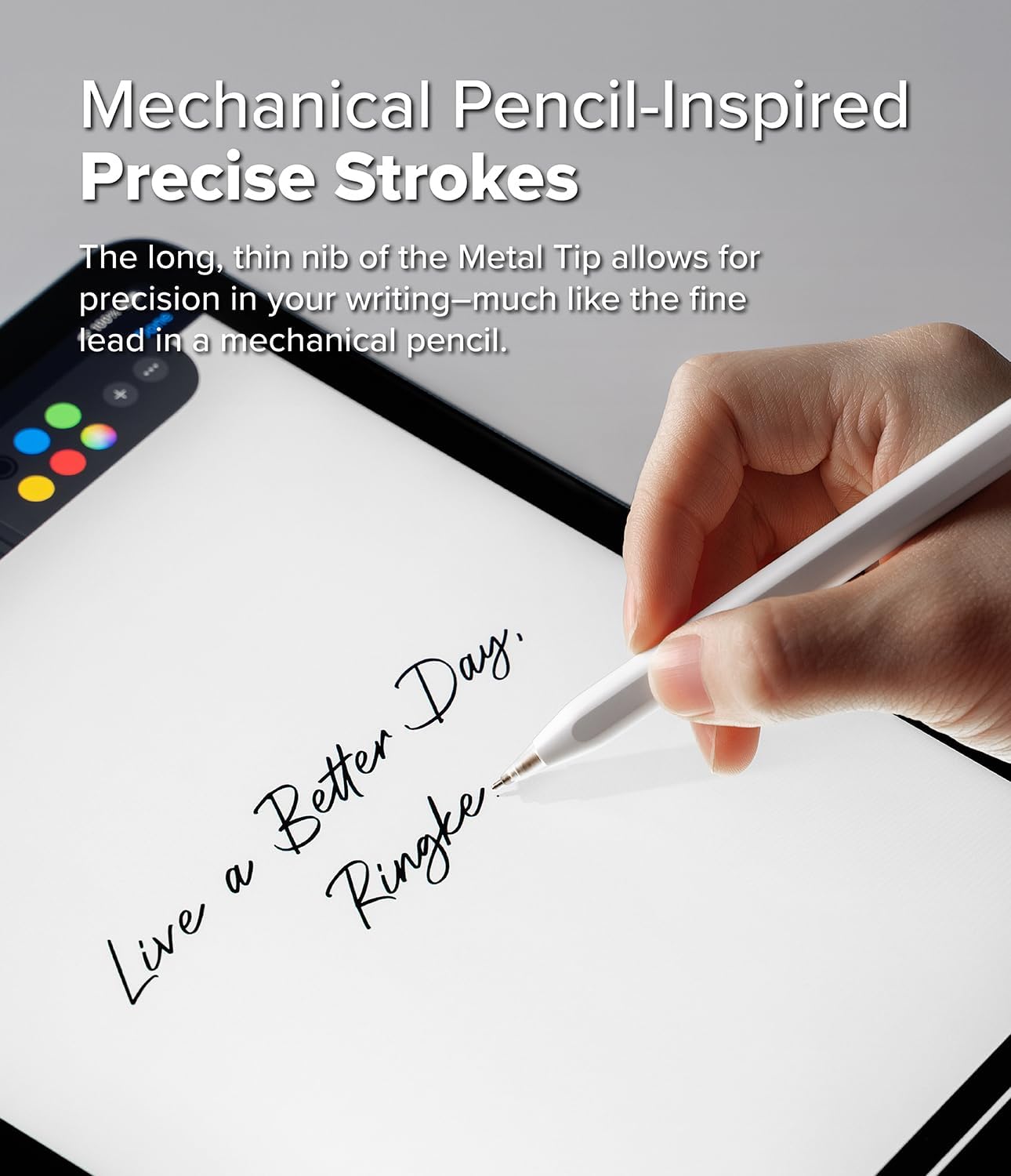 Ringke Apple Pencil Tips [3 Pack/Replacements for All Generations] Compatible with Apple Pencil Pro, 1st, 2nd Gen, USB-C Accessories, Clean & Neat Feel Nib - Metal (Matte Clear)