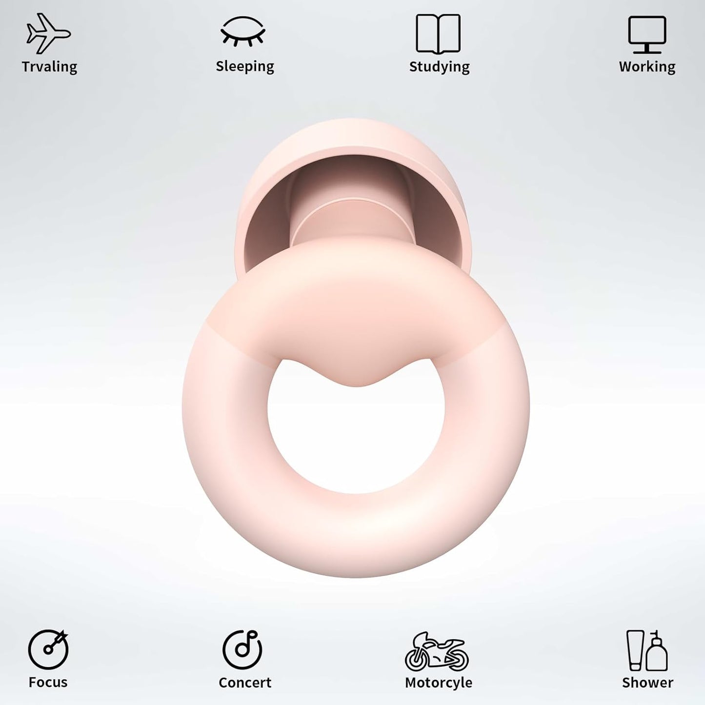 Soft Silicone Earplugs for Sleeping & Noise Reduction - 7 Pairs Ear Tips & One Connection Cord - Reusable Earplugs for Concert, Work & Sound Reduction 25dB-30db